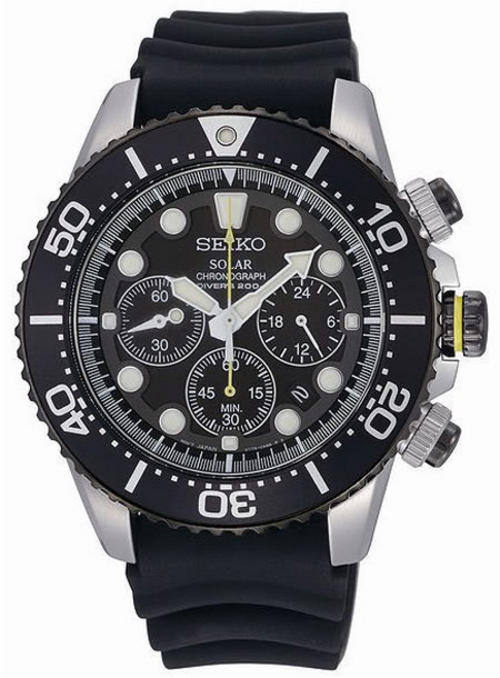 Men's Watches - New SEIKO Solar Gents Air Divers Chronograph 200m WR ...