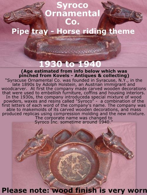 syroco ornamental co horse pipe ashtray