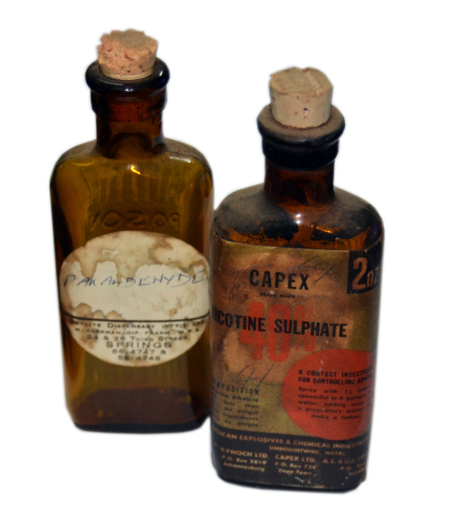 Old Poison Amber Pharmacy bottles (2)
