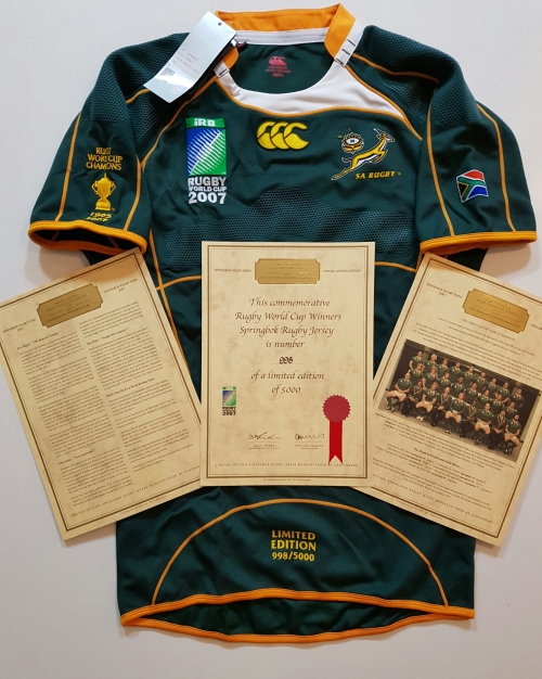 Springbok Jersey Limited Edition Rugby Memorabila 2007 RWC