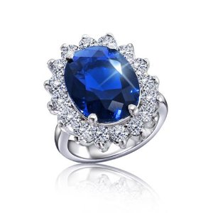 Kate Middleton Diana Royal Engagement Ring ~~~~High Quality Oval Blue Ring~~~~ Replica 