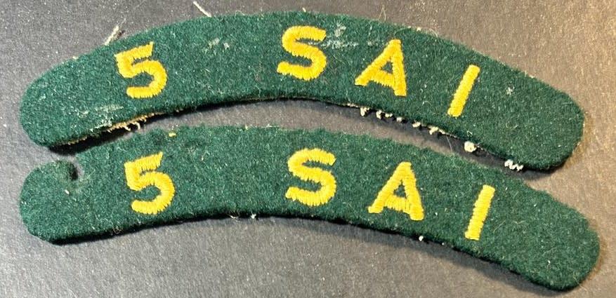 South African Army - Sadf - 5 Sa Infantry Battalion Shoulder Titles Was 