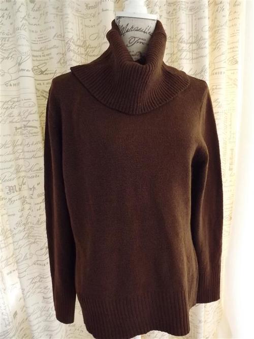Knitwear - LADIES FOSCHINI BROWN POLO NECK JERSEY WITH LONG SLEEVES AND ...