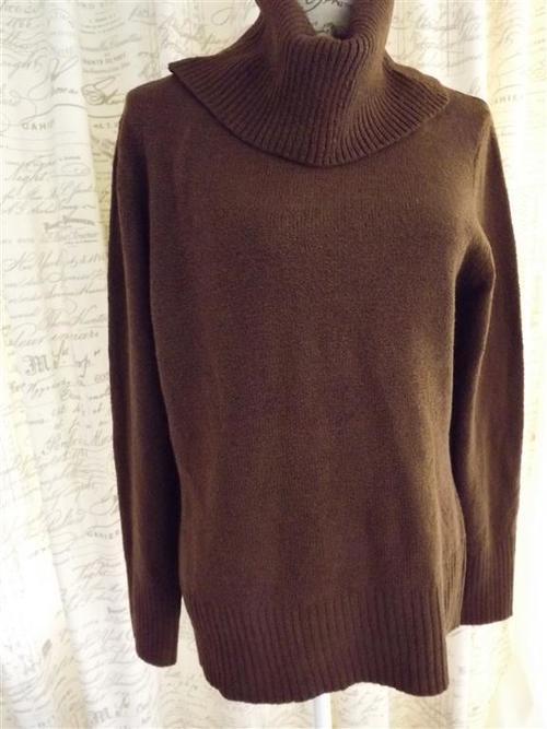 Knitwear - LADIES FOSCHINI BROWN POLO NECK JERSEY WITH LONG SLEEVES AND ...