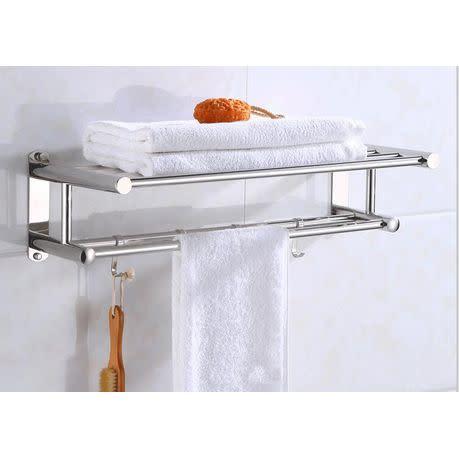 Towel Hooks & Rails - Double Towel Bar Bathroom Shelves Towel Rack for ...