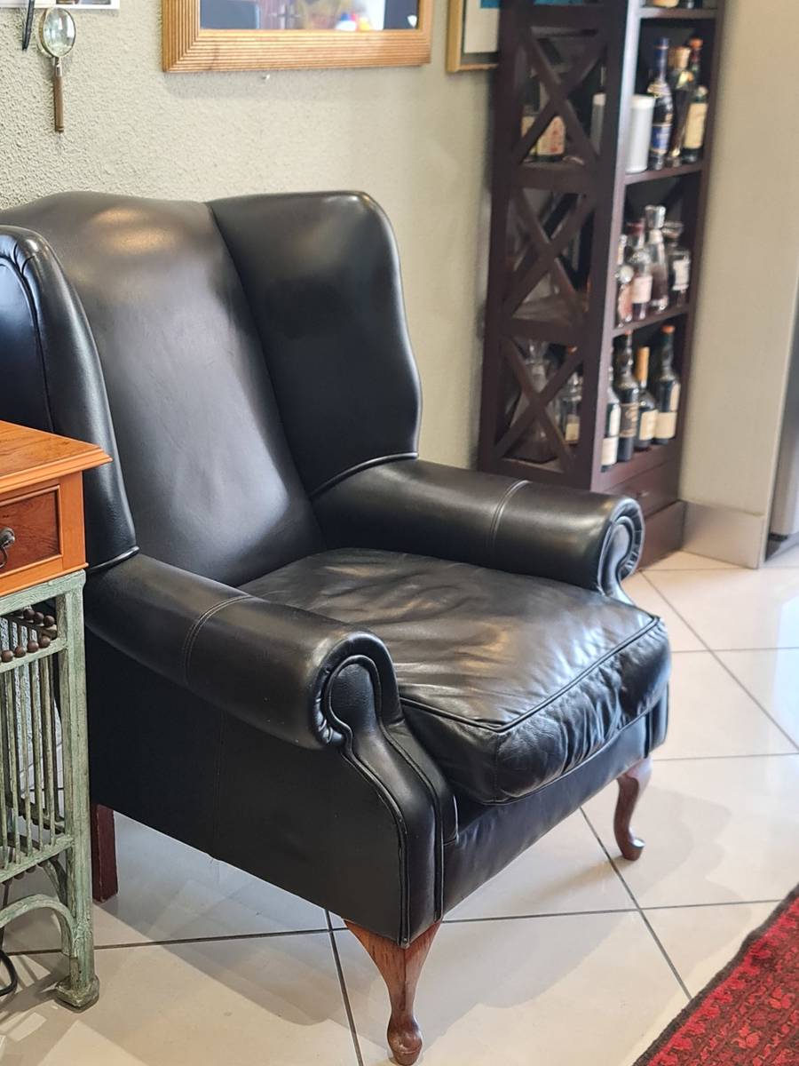 Couches & Chairs Leather Wingback Chair Black for sale in
