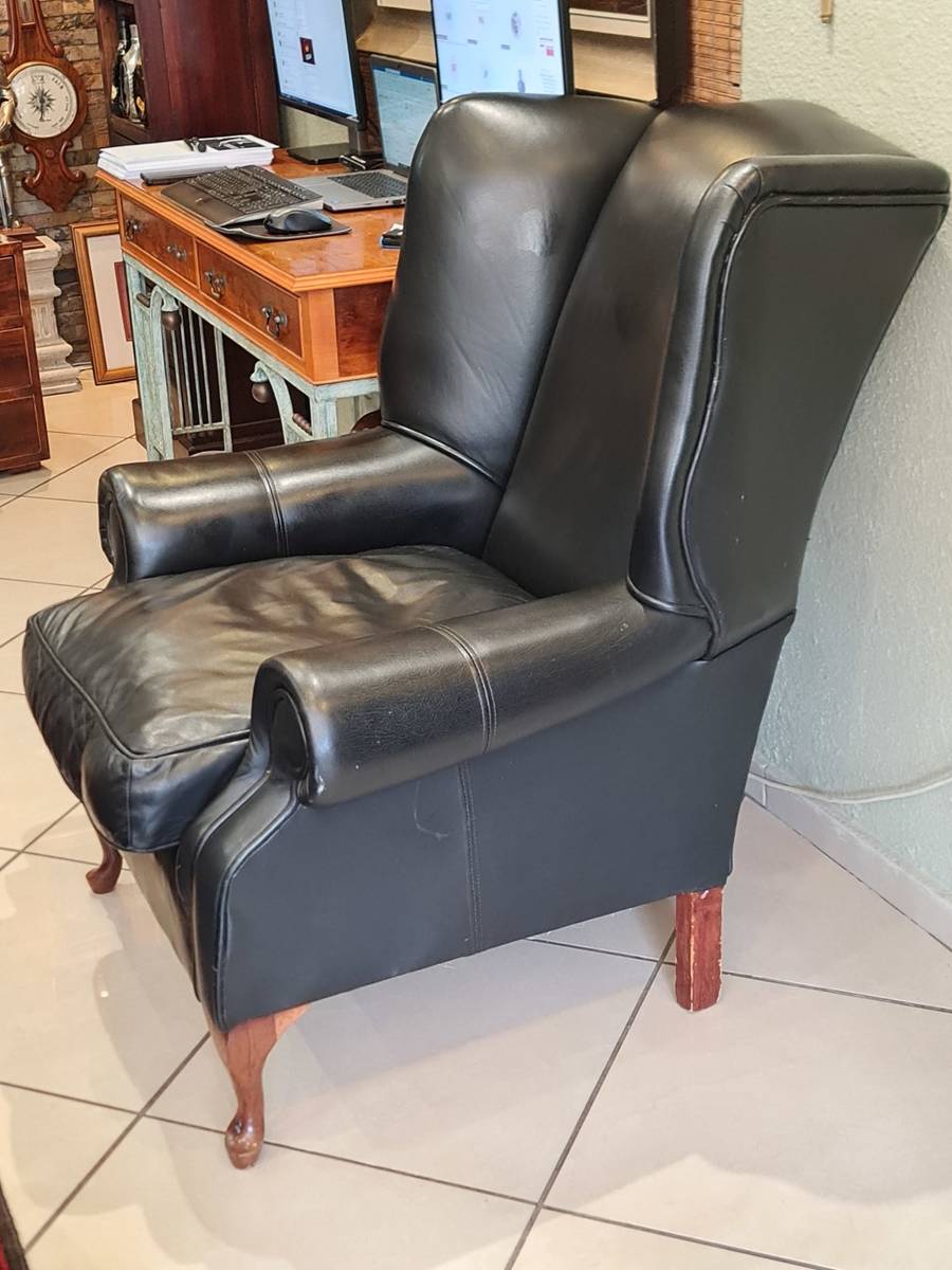 Couches & Chairs Leather Wingback Chair Black for sale in