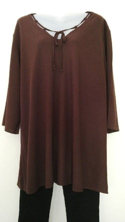 T-shirts & Tops - Donna Claire Brown Smock style Linen Look Top Plus ...