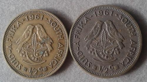 Half Cent - Set of 2 van Riebeeck 1961 1/2c coins for sale in ...