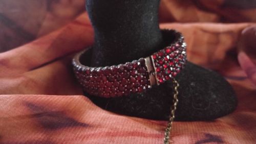 Antique Victorian 5 Row Bohemian Garnet Bracelet ~ Over 200 Czech Rose Cut Garnets  Circa 1900s (1837-1910)