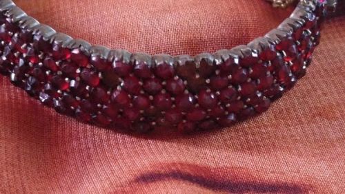 Antique Victorian 5 Row Bohemian Garnet Bracelet ~ Over 200 Czech Rose Cut Garnets  Circa 1900s (1837-1910)