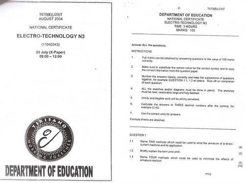 Business & Management Sciences - ELECTRO TECHNOLOGY N3: EXAM QUESTION