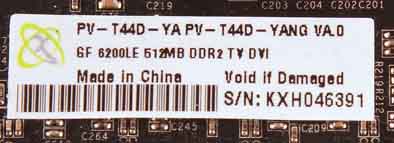 GF 6200LE Graphics Card Label