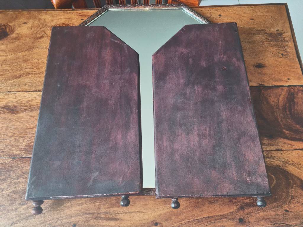 Frames & Mirrors Antique Free standing Wooden Tri fold mirror 48cm high x 82cm wide for sale