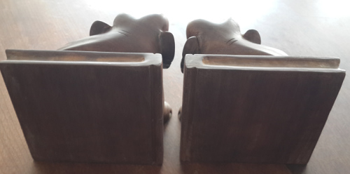 Elephant bookends wooden