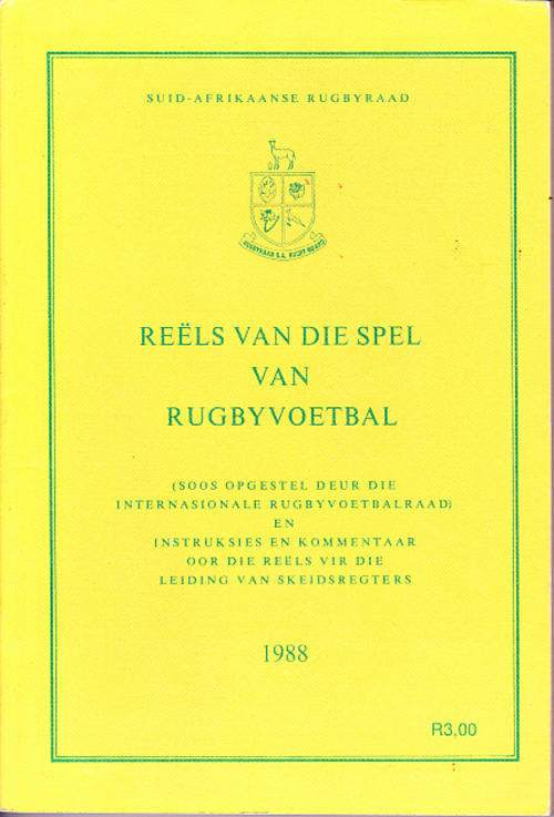 Laws of the Game of the Game of Rugby Football 1988 Reels van die speel van Rugbyvoetbal