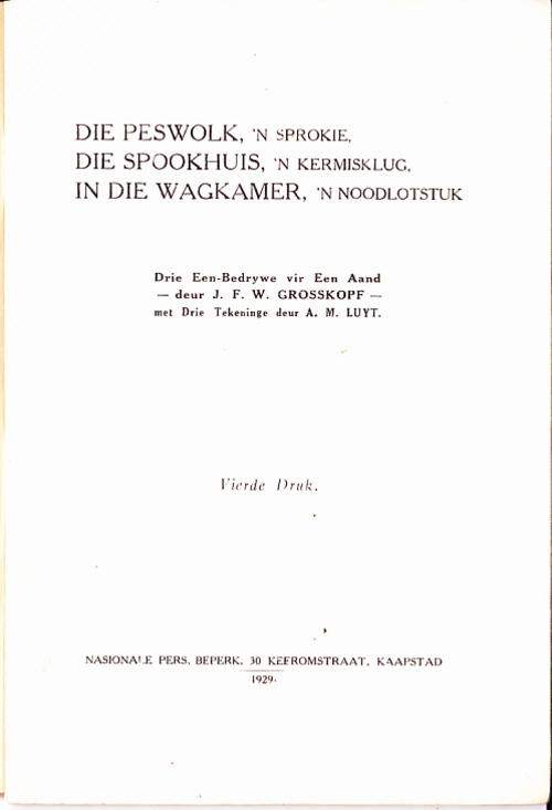 J. F. W. Grosskopf - Drie Een-bedrywe (1929)