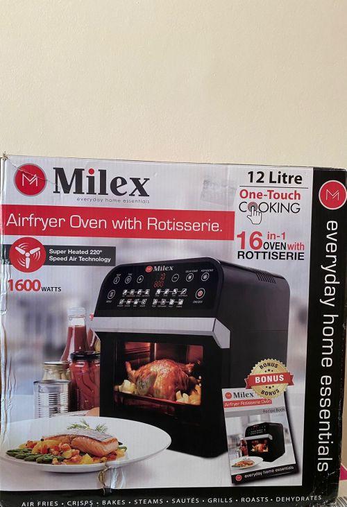 milex digital hurricane power airfryer oven with rotisserie 12l