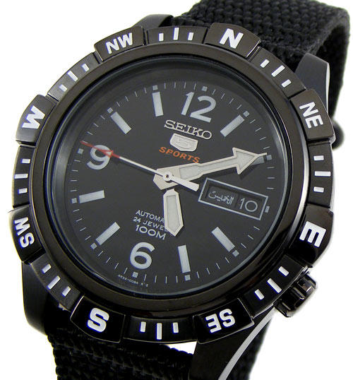 Stop Watches - New SEIKO 5 SPORT Automatic 24 Jewel IP Black Compass Bezel  - Now with hand wind function! was sold for R1, on 15 Nov at 23:24 by  Fat dog trading in Mossel Bay (ID:167226959)