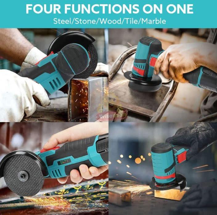 Grinders - Cordless Rechargeable Angle Grinder Kit with Discs, 2 X 12V ...