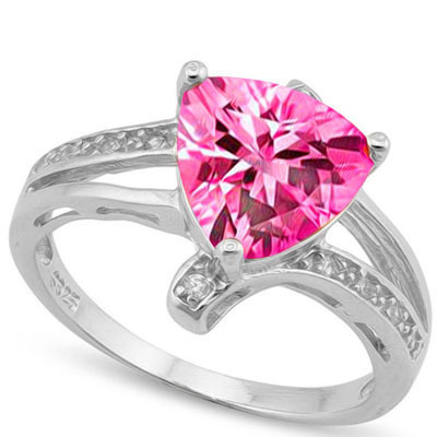 Pink and White synthetic sapphire ring