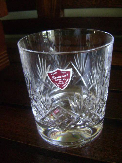 Drinking Glasses & Stemware Set of Crystal Whiskey Decanter and 4 Crystal Whiskey glasses in