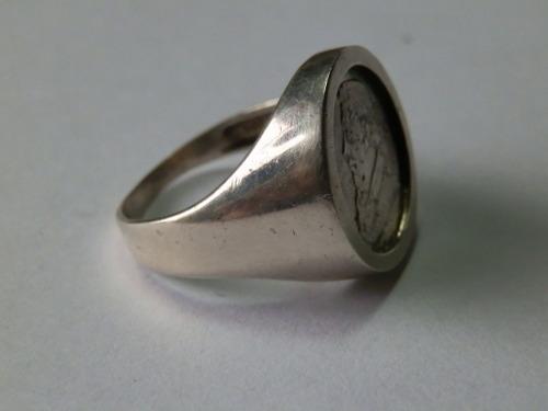 Rings - Very nice vintage solid sterling silver Kruger coin signet ring ...