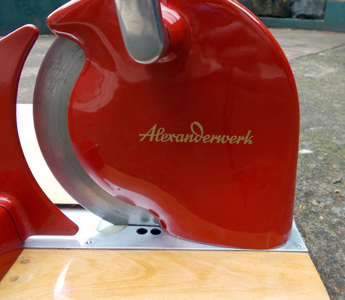 Vintage Alexanderwerk Bread Slicer showing gold logo