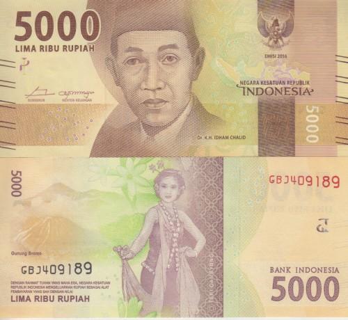 UNC/>New Design P-NEW Indonesia 5000 Rupiah Lot 10 PCS 2016//2017