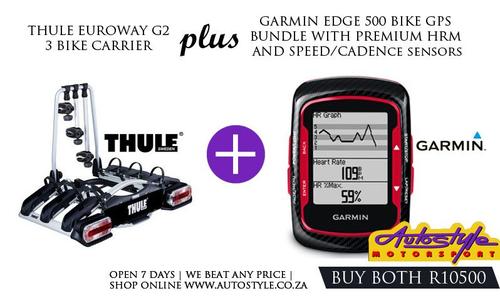 THULE EUROWAY G2 3 BIKE CARRIER CARRIER TBC923 PLUS GARMIN EDGE 500 BIKE GPS BUNDLE WITH PREMIUM HRM AND SPEED/CADENCE SENSORS R10500
