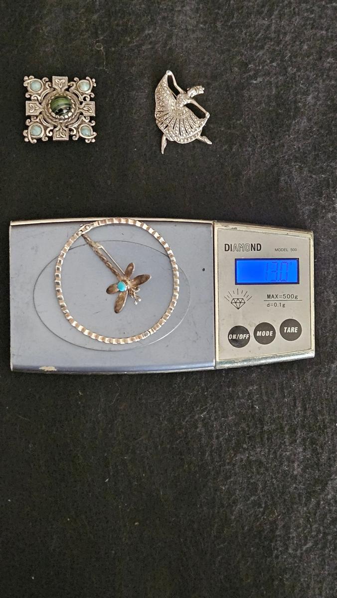 Brooches - Beautiful 925 Silver Dragon Fly Brooch, 925 Bangle plus Two ...