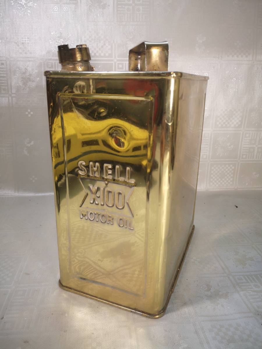 Road SUPER RARE EMBOSSED BRASS VINTAGE SHELL X100 MOTOR OIL 2 GALLON