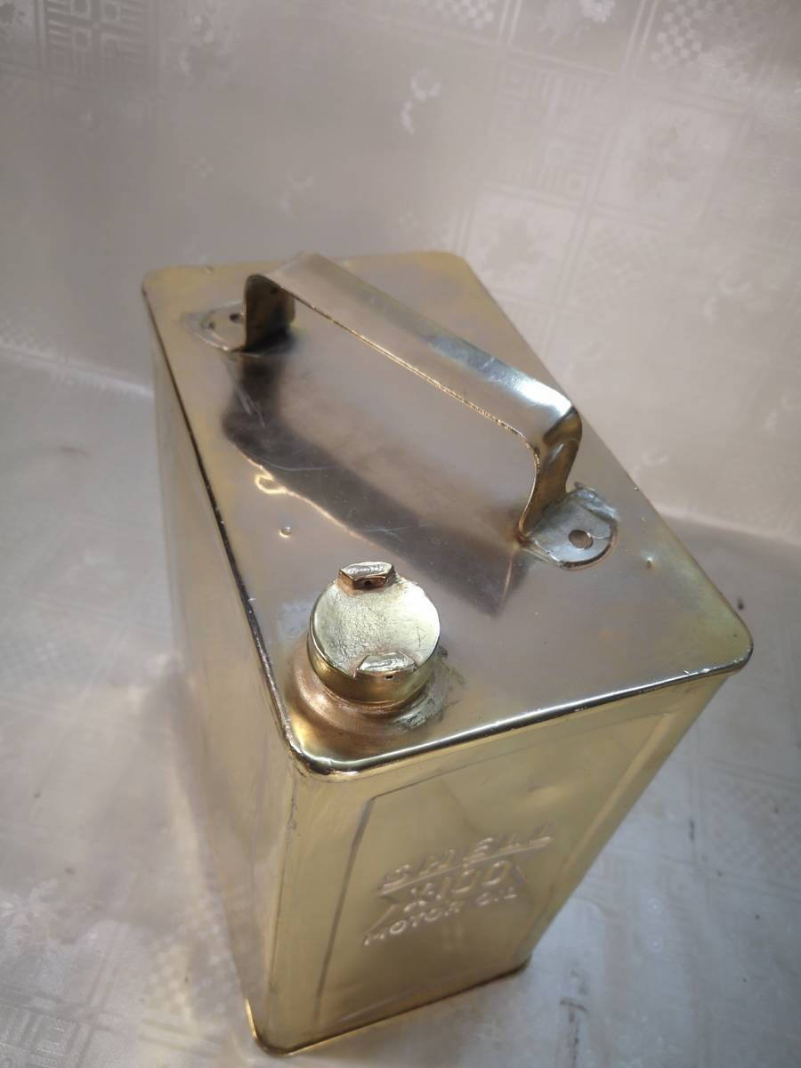 Road SUPER RARE EMBOSSED BRASS VINTAGE SHELL X100 MOTOR OIL 2 GALLON