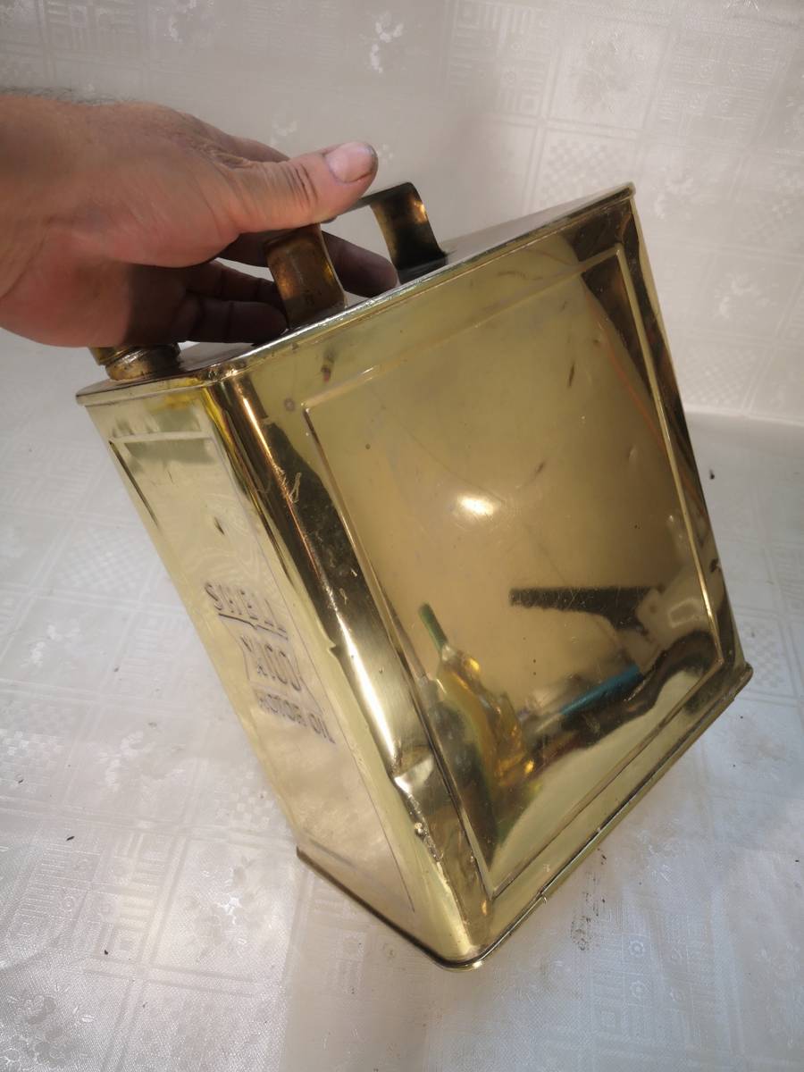 Road SUPER RARE EMBOSSED BRASS VINTAGE SHELL X100 MOTOR OIL 2 GALLON