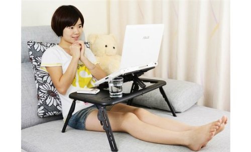 Portable foldable laptop ipad table etable e-table USB port cooling fan STUDENTS sick ill recovery in bed business travel movies