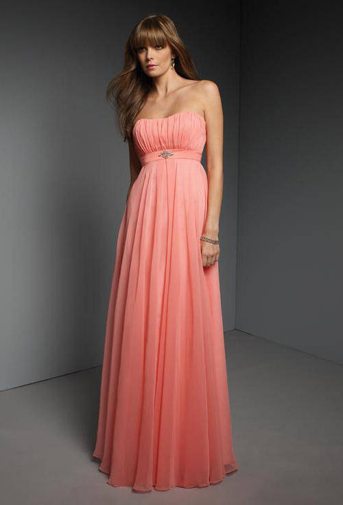 Formal Dresses Salmon pink grey chiifon lace up back off shoulder