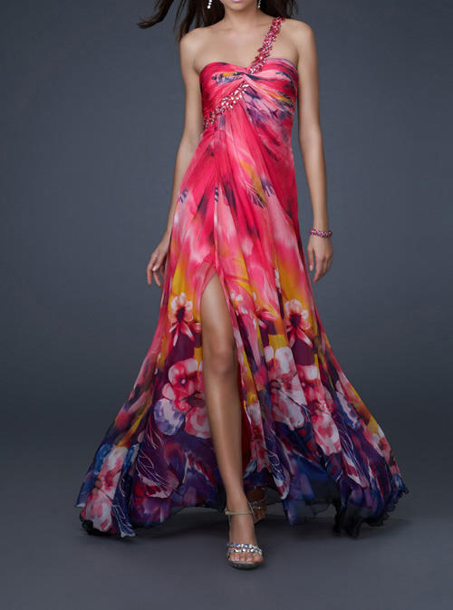 Casual Dresses - Pink printing MUTI COLOR flower Matric farewell ...