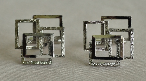 Vintage silver tone cufflinks in original box
