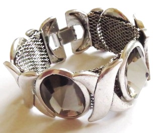 Silver tone and rhinestone bracelet