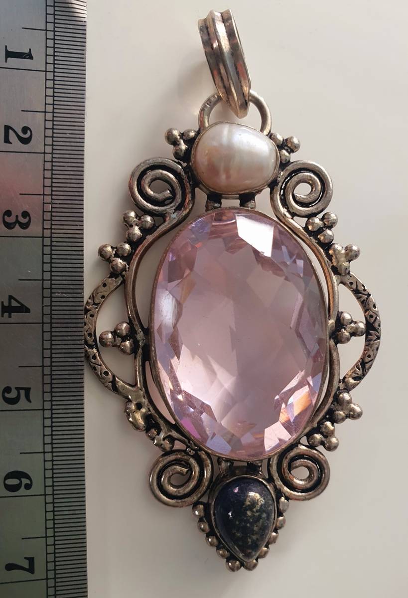 Necklaces & Pendants 925 SILVER LARGE PENDANT ART DECO DESIGN