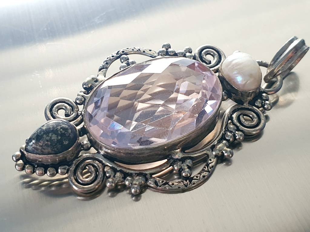 Necklaces & Pendants 925 SILVER LARGE PENDANT ART DECO DESIGN