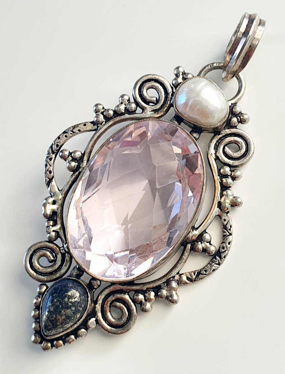 Necklaces & Pendants 925 SILVER LARGE PENDANT ART DECO DESIGN