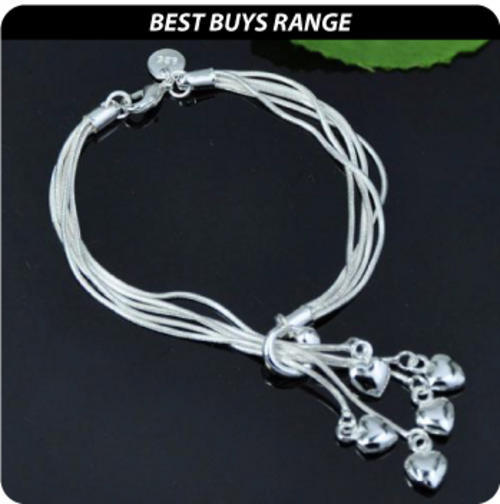 Silver Heart Lariat Bracelet