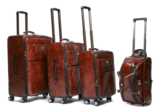 Luggage Sets - 4 Piece PU Leather Vintage Trolley Luggage Bag Set ...