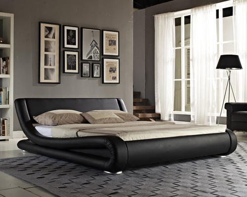 beds - hazlo gabriela modern curve style faux leather bed base