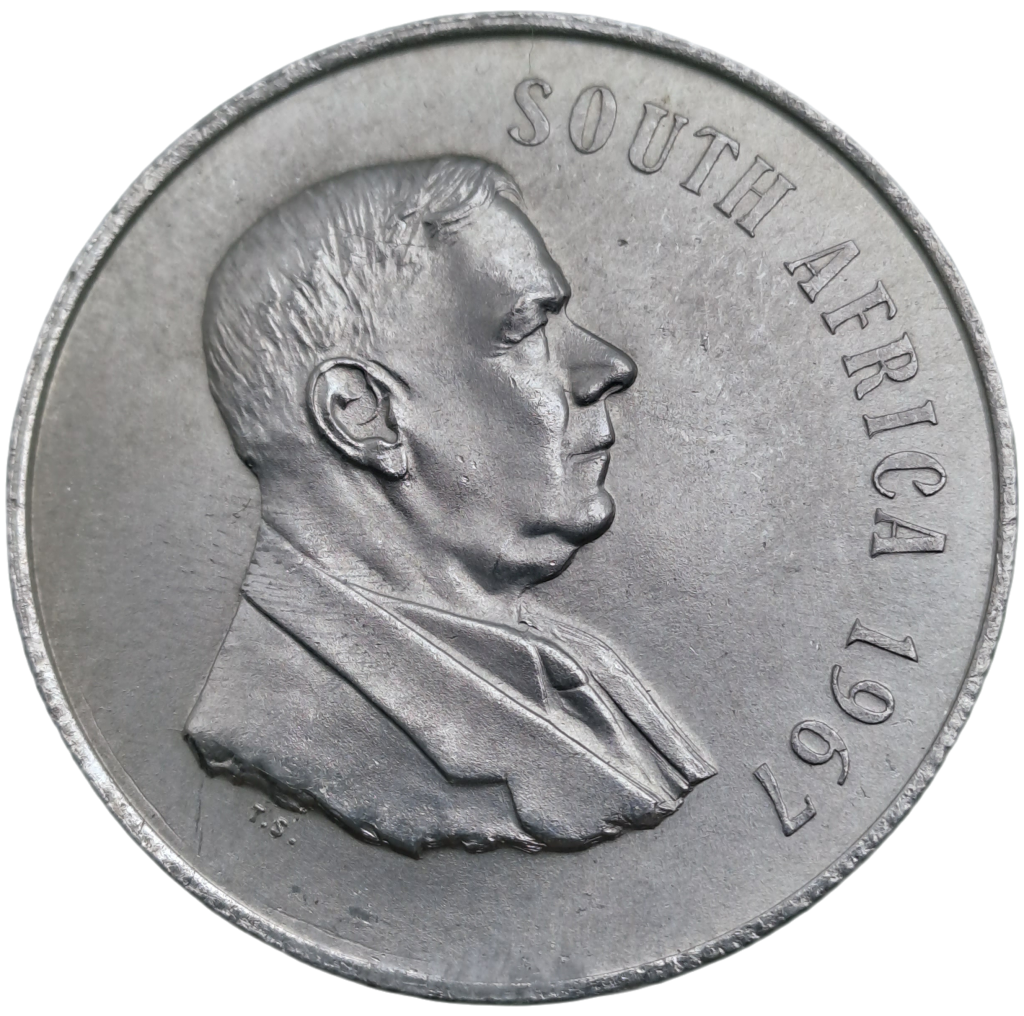 One Rand 1967 South Africa Silver 1 Rand Dr Hf Verwoerd English Legend For Sale In 1377