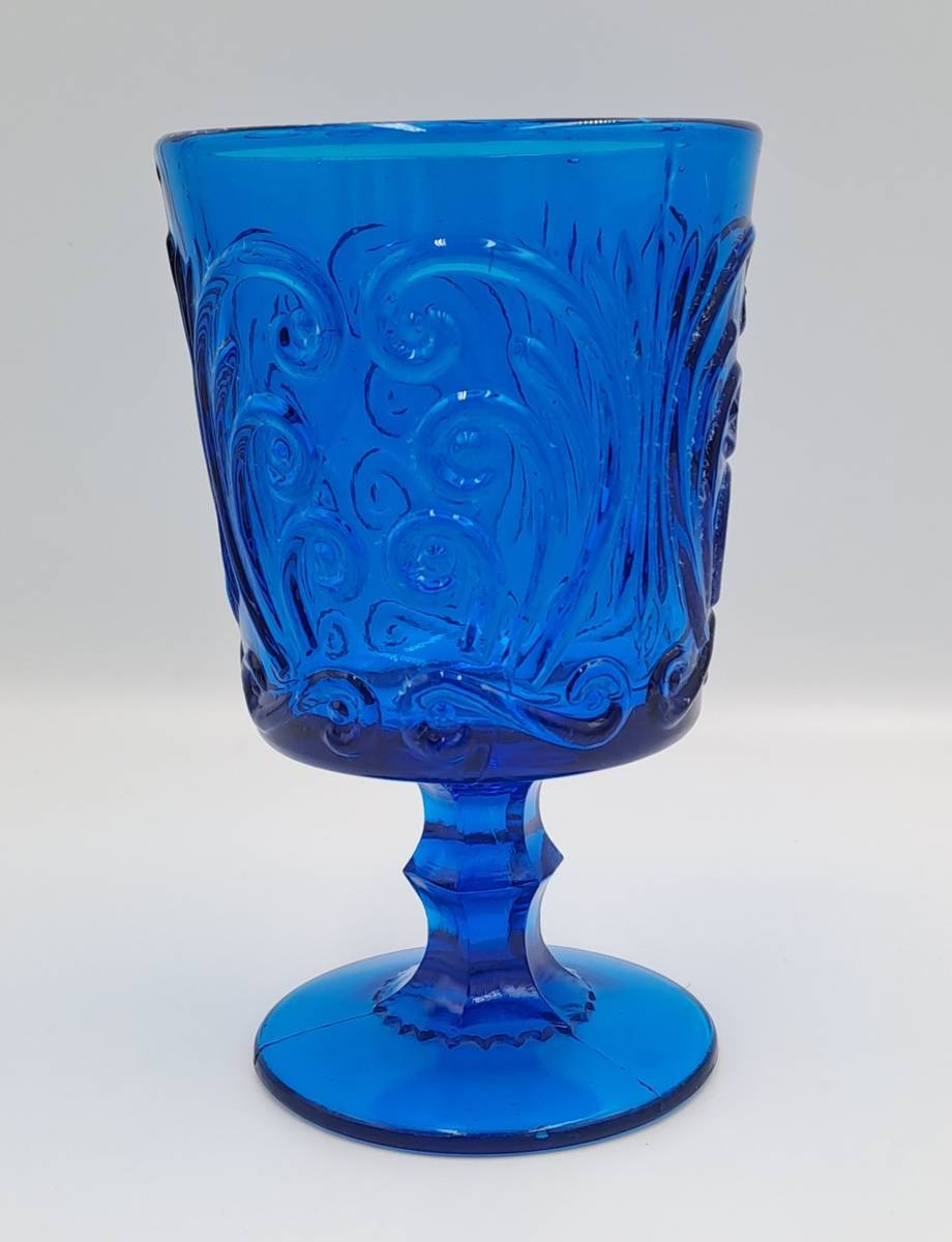 Blue Fluted Glass Wine Goblet 7.5x7.5x20.5cm main image 1