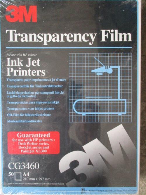  3M CG 3460 Inkjet Transparency Film : Inkjet Printer