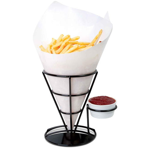 WIRE FRENCH FRY HOLDER WITH DIPPING SAUCE/CONDIMENT STAND