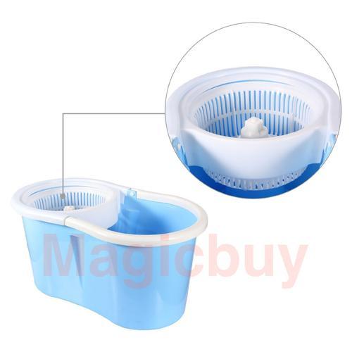 Spin Mop & Bucket System, Deluxe 360 Degree Spin Self-wringing Mop & Spin Dry Bucket with 2 Mop Heads